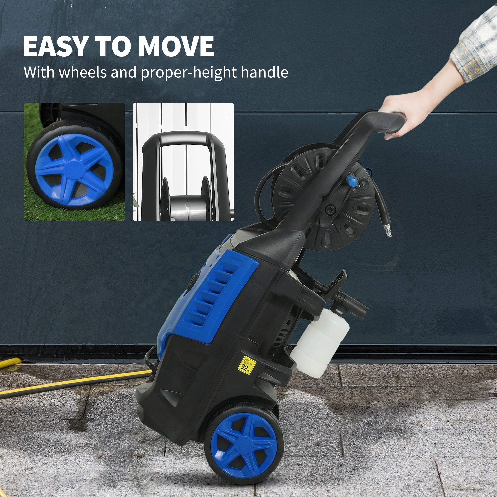 Outsunny 2200W High Pressure Washer, 170 Bar Pressure Washer with Adjustable Nozzle and 6M Hose, 32W x 32D x 80H cm Blue 