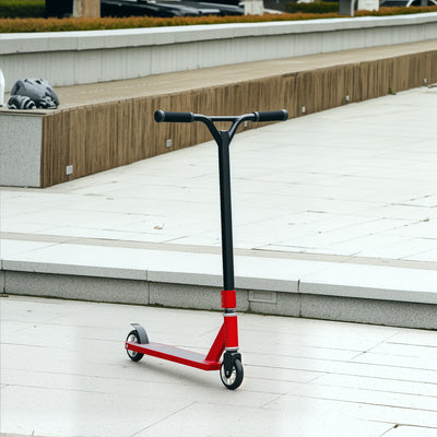 HOMCOM Stunt Scooter, 360° Entry Level Tricks Scooter w/ Lightweight Aluminium Deck and ABEC 7 Bearing, For Age 14+ Beginners, Red 
