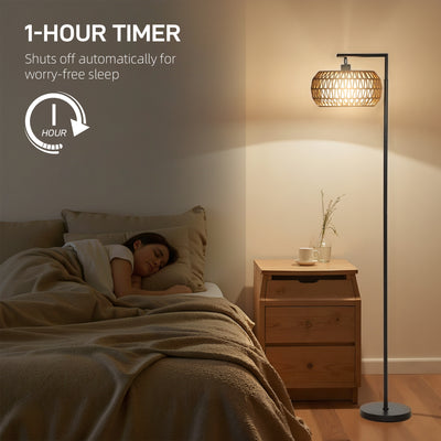HOMCOM Boho Dimmable Floor Lamp - Black 