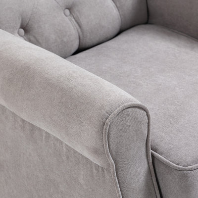 HOMCOM Retro Accent Chair, Wingback Armchair with Wood Frame Button Tufted Design for Living Room Bedroom, Grey 