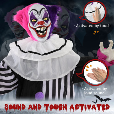 HOMCOM 5'6" Scary Laughing Clown Halloween Animatronic, with Glowing Eyes 