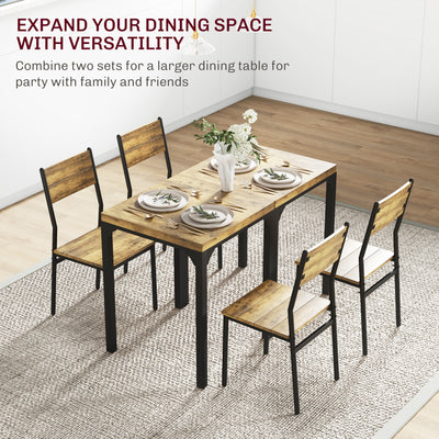 HOMCOM Three-Piece Minimal and Compact Dining Set, Rustic Brown 