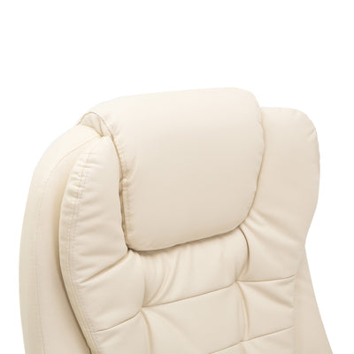 HOMCOM Executive Office Chair with Massage and Heat, High Back PU Leather Massage Office Chair with Adjustable Height, Beige 