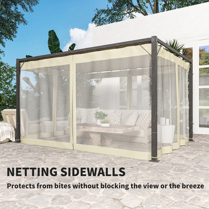 Outsunny 3 x 4m Aluminium Frame Pergola, with Retractable Roof - Khaki 