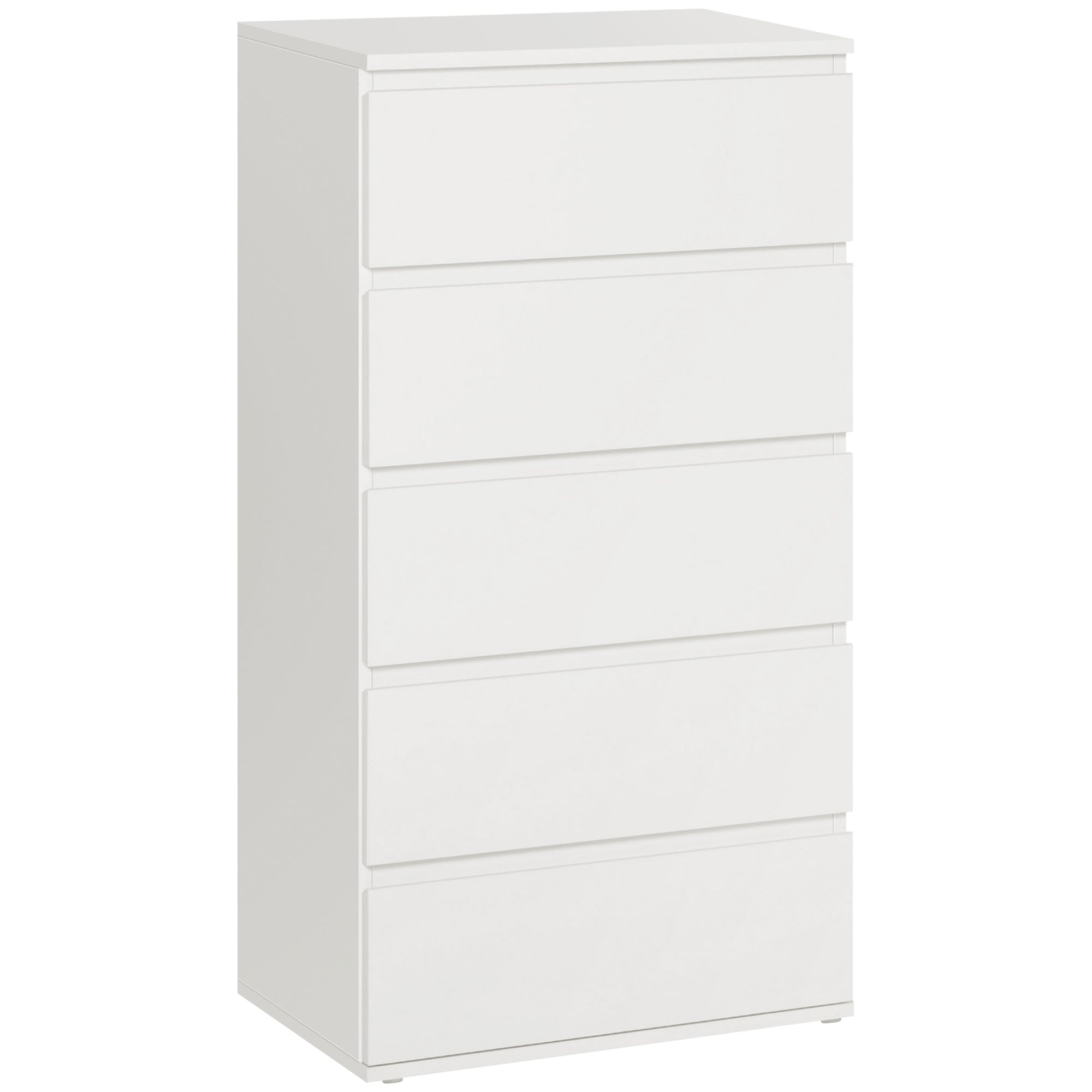 HOMCOM Chest of Drawers, 5 Drawers Storage Cabinet Floor Tower Cupboard for Bedroom Living Room, White 