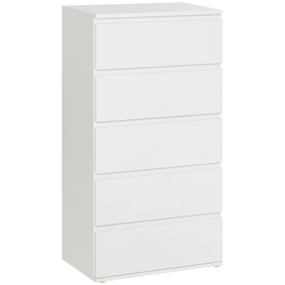 HOMCOM Chest of Drawers, 5 Drawers Storage Cabinet Floor Tower Cupboard for Bedroom Living Room, White 