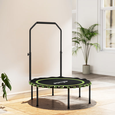 SPORTNOW 40" Foldable Fitness Trampoline Rebounder with Handle, Green 