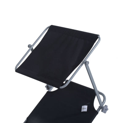 Outsunny Outdoor Foldable Sun Lounger, 4 Level Adjustable Backrest Reclining Sun Lounger Chair with Angle Adjust Sun Shade Awning for Beach, Garden, Patio, Black 