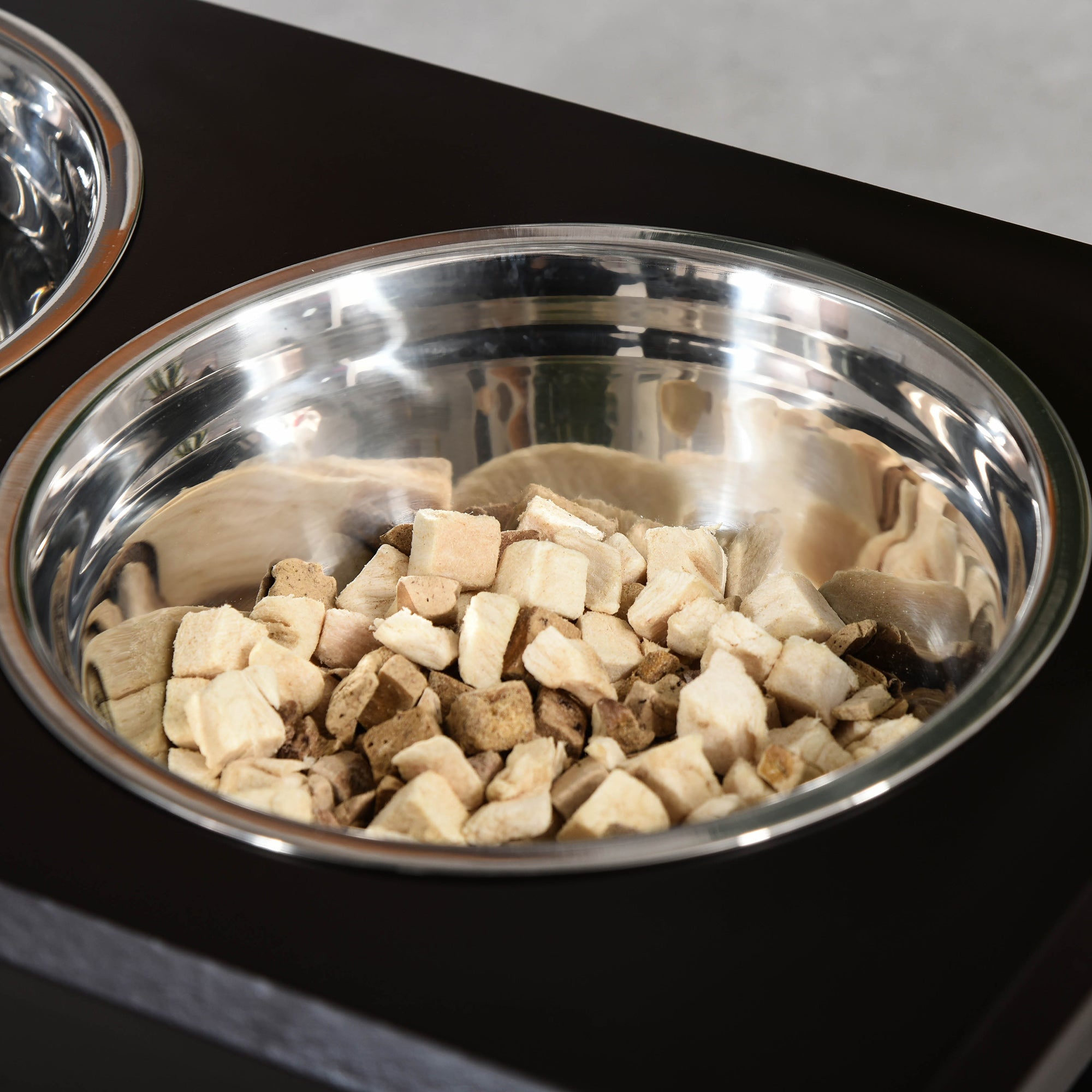 PawHut Raised Dog Feeding Bowls with Stand, Stainless Steel for Medium Dog, 58L x 31W x 25H cm - Brown 