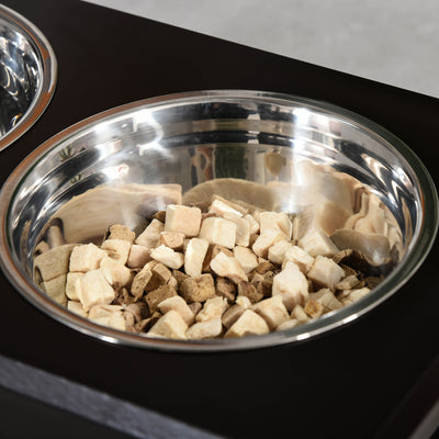 PawHut Raised Dog Feeding Bowls with Stand, Stainless Steel for Medium Dog, 58L x 31W x 25H cm - Brown 