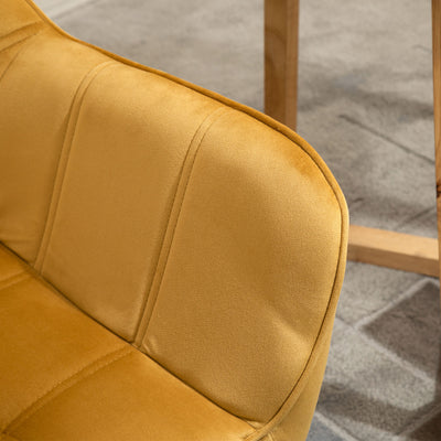 HOMCOM Modern Armchair, Accent Chair with Wide Arms, Slanted Back and Rubber Wood Legs for Living Room, Bedroom, Home Office Yellow 
