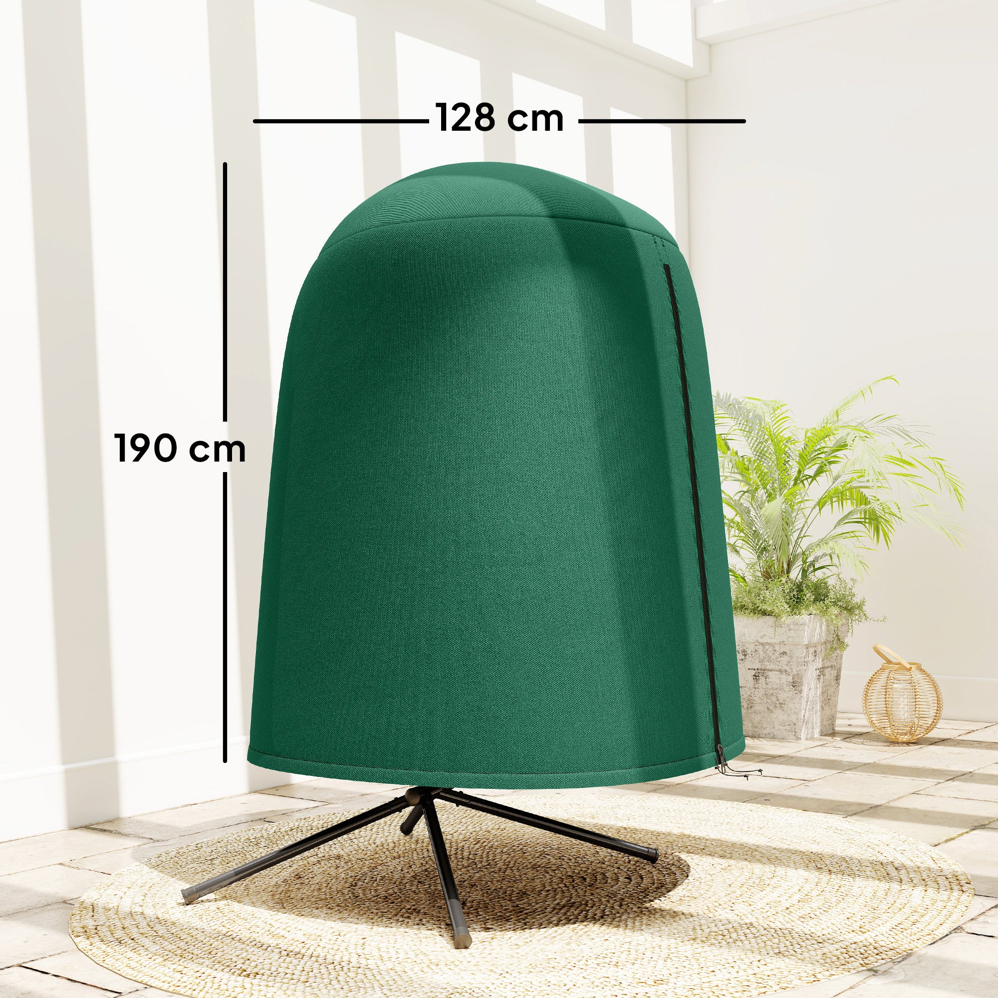 Outsunny 190 x Φ128cm Hanging Egg Chair Furniture Cover - Green 