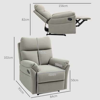 HOMCOM 140\'c2\'b0 Manual Reclining Armchair, with Footrest - Grey