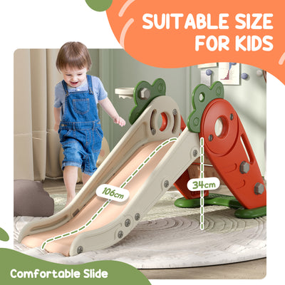 AIYAPLAY 3 in 1 Foldable Toddler Slide with Basketball Hoop, Climber, Carrot-themed, for 1-3 Years 
