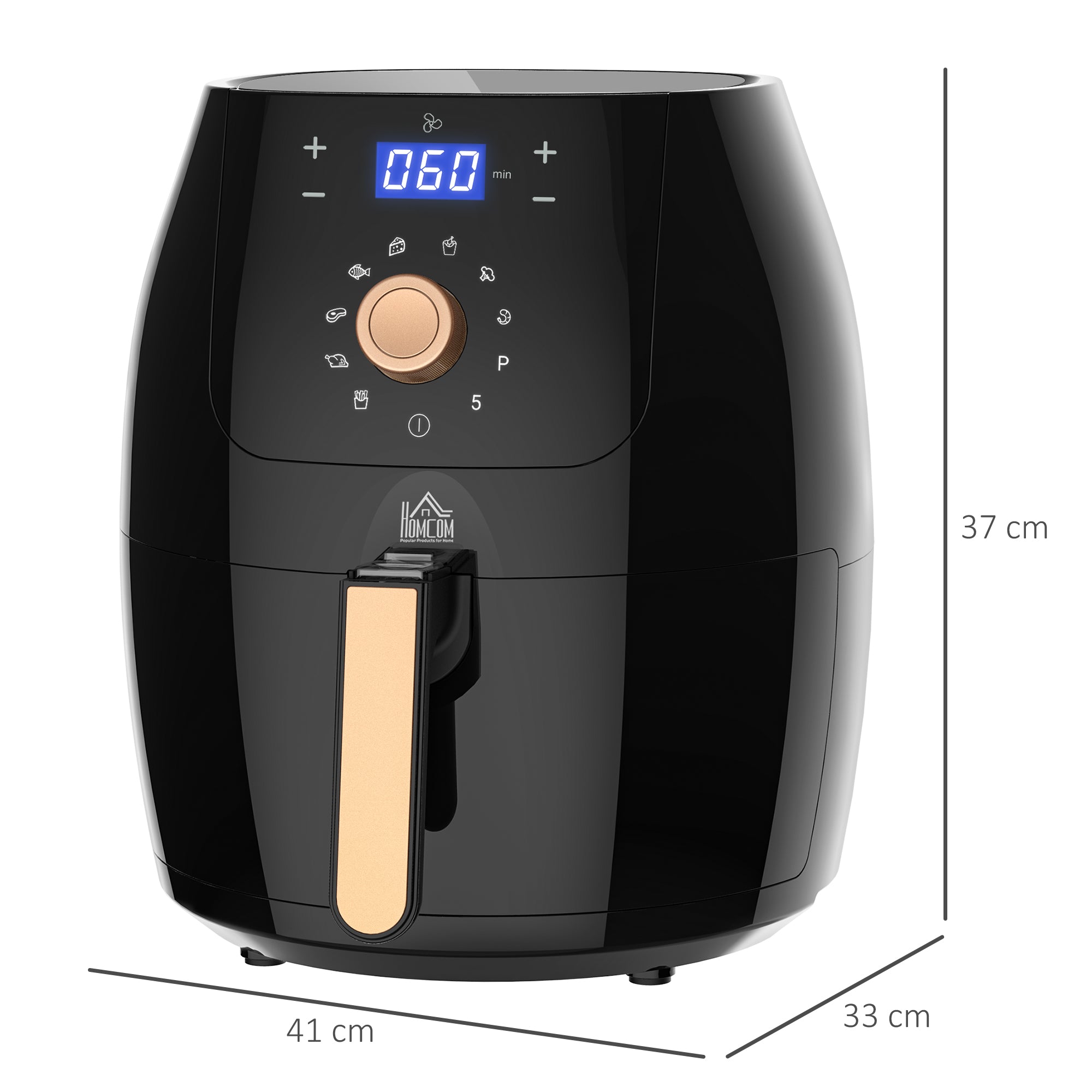 HOMCOM 5.5L 1700W Air Fryer, with Digital Display, 80-200℃ Temperature 
