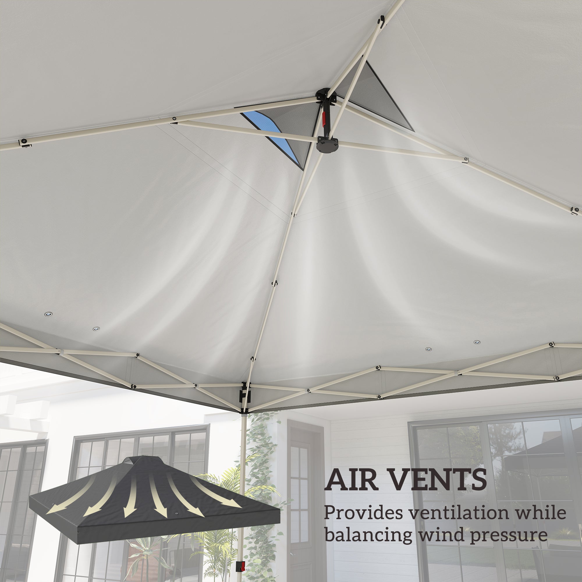Outsunny Gazebo Roof Replacement UV50+ Waterproof Pop Up Canopy Cover with 8 Drainage Holes 3 x 3 m Dark Grey 