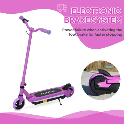 AIYAPLAY Electric Scooter for Ages 6-14, with Colourful Light and Electric Brake, Electric Scooter E Scooter, Up to 10 KM/H & 8 KM, Purple 
