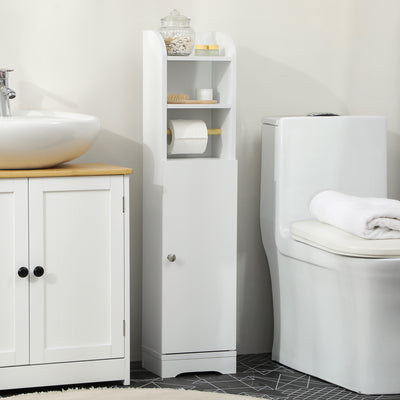 kleankin Multi-Storage Narrow Bathroom Cabinet - White 