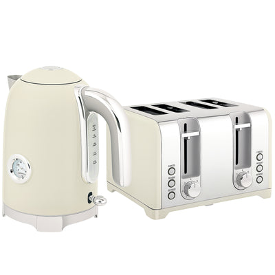 HOMCOM Retro 3000W Kettle and Toaster Set - Grey 