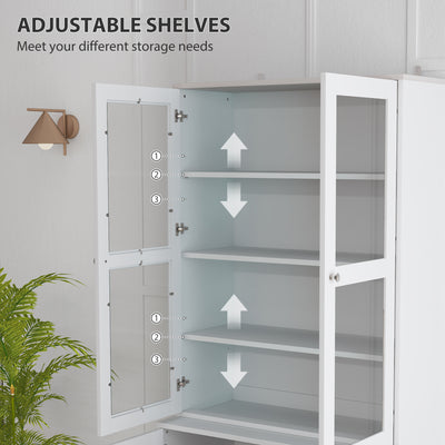 HOMCOM Double Storage Display Cabinet - White 