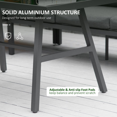 Outsunny\'c2\'a04\'c2\'a0Piece\'c2\'a0L-shaped Garden Furniture Set 8-Seater Aluminium Outdoor Dining Set Conversation Sofa Set w/ Bench, Dining Table & Cushions,\'c2\'a0Grey 