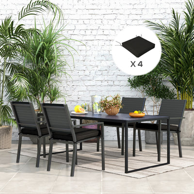 Outsunny 4-Piece Seat Cushions Pillow Replacement, Patio Chair Cushions Set with Ties for Indoor Outdoor, Black 