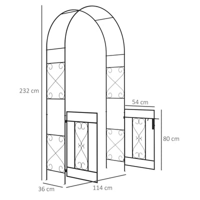Outsunny Decorative Garden Arch, with Gate - Black 
