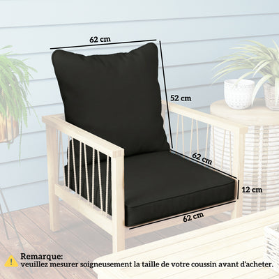 Outsunny Seat and Back Padded Cushion Set, CUSHION ONLY - Black 