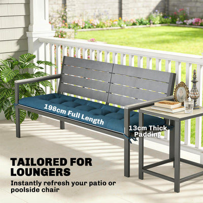 Outsunny Sun Lounger Cushion, Memory Foam Patio Chair Cushion with Ties, Outdoor Seat Pad Fits 190 x 60 cm Lounger, Blue 