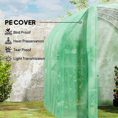 Outsunny 3 x 2 x 2m Polytunnel Greenhouse with Hinged Door, Walk-in Grow House Tent with PE Cover and Galvanised Steel Frame, Green 
