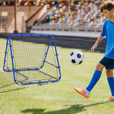HOMCOM Double Sided Football Rebounder Net, Football Rebound Goal with Five Adjustable Angles, Blue 