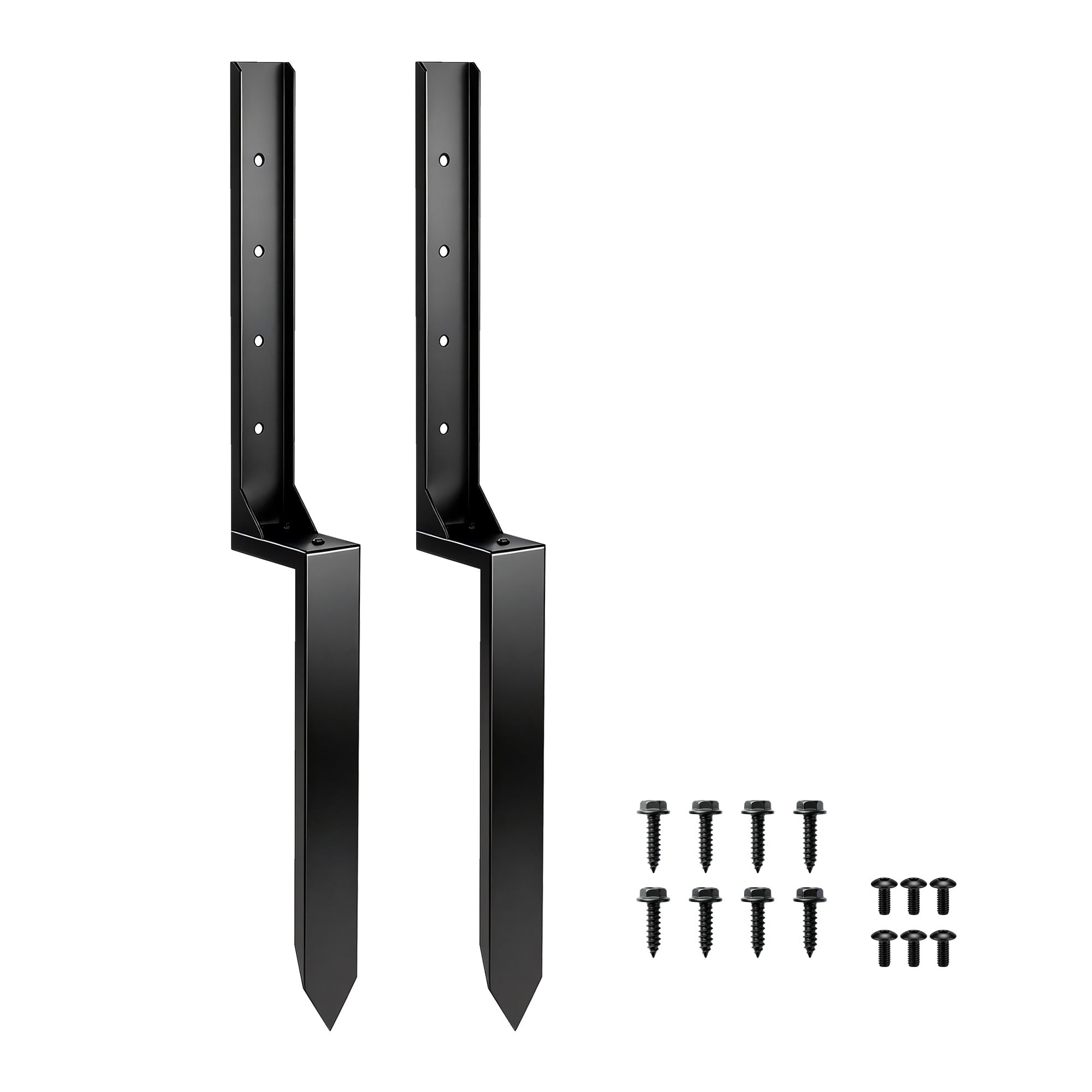Outsunny 2 Pack Fence Post Repair Kit, 81 cm Metal Fence Post Support with Drill, Garden Ground Spikes for Broken Gate, Posts 