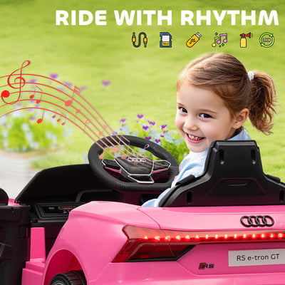 HOMCOM Audi Licensed 12V Kids Electric Ride-On, with Remote Control, Suspension System, Lights, Music, Motor - Pink 