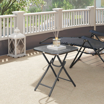 Outsunny Foldable Garden Table Square Folding Table for Patio Garden 45 x 45 x 50Hcm Black 
