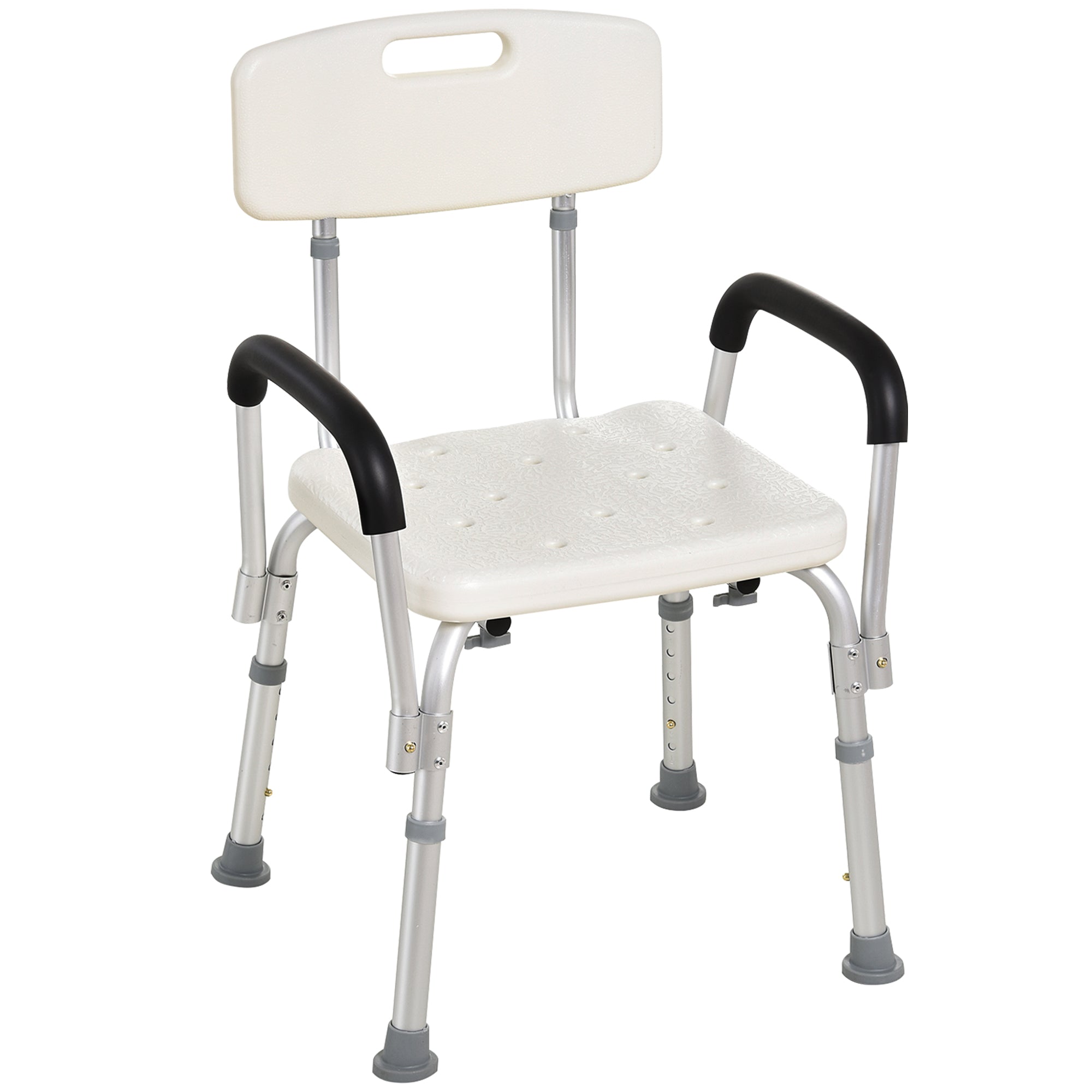 HOMCOM Adjustable Shower Chair, Shower Seat, Portable Medical Stool with Adjustable Back and Armrest for Mobility 