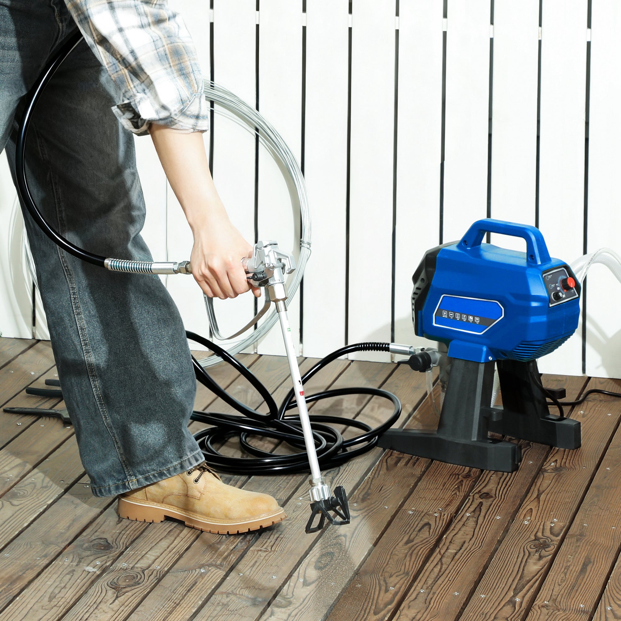 HOMCOM Airless Paint Sprayer, Thinning-Free Electric Paint Spray Gun for Walls, Fences & DIY Projects, Dark Blue 