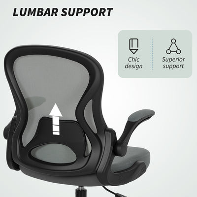 Vinsetto Drafting Chair, Ergonomic Tall Office Chair with Flip-up Armrests, Mesh Back, Lumbar Support, Adjustable Height and Foot Ring, Swivel Wheels, for Standing Desk, Charcoal Grey 