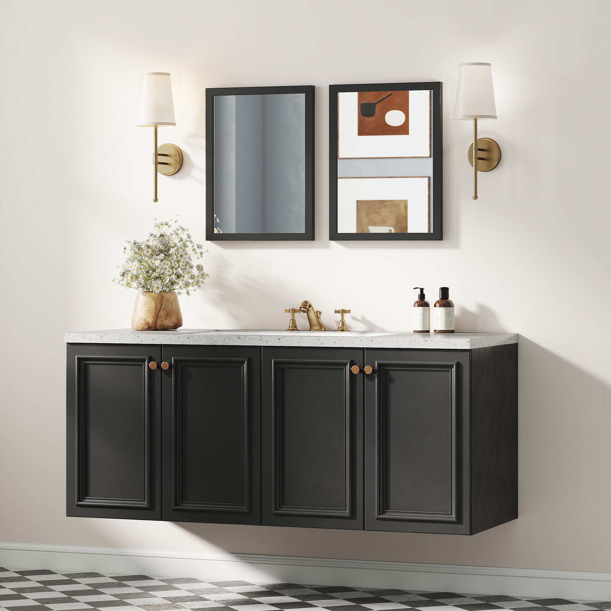 HOMCOM Wall Bathroom Mirror, 30 x 40 cm Wall-Mounted Mirror for Living Room, Bedroom, Hallway, Set of 2, Black 