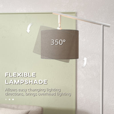HOMCOM Metal Frame Floor Lamp with 350\'c2\'b0 Rotating Lampshade, for Living Room and Bedroom, LED Bulb Included, Grey 