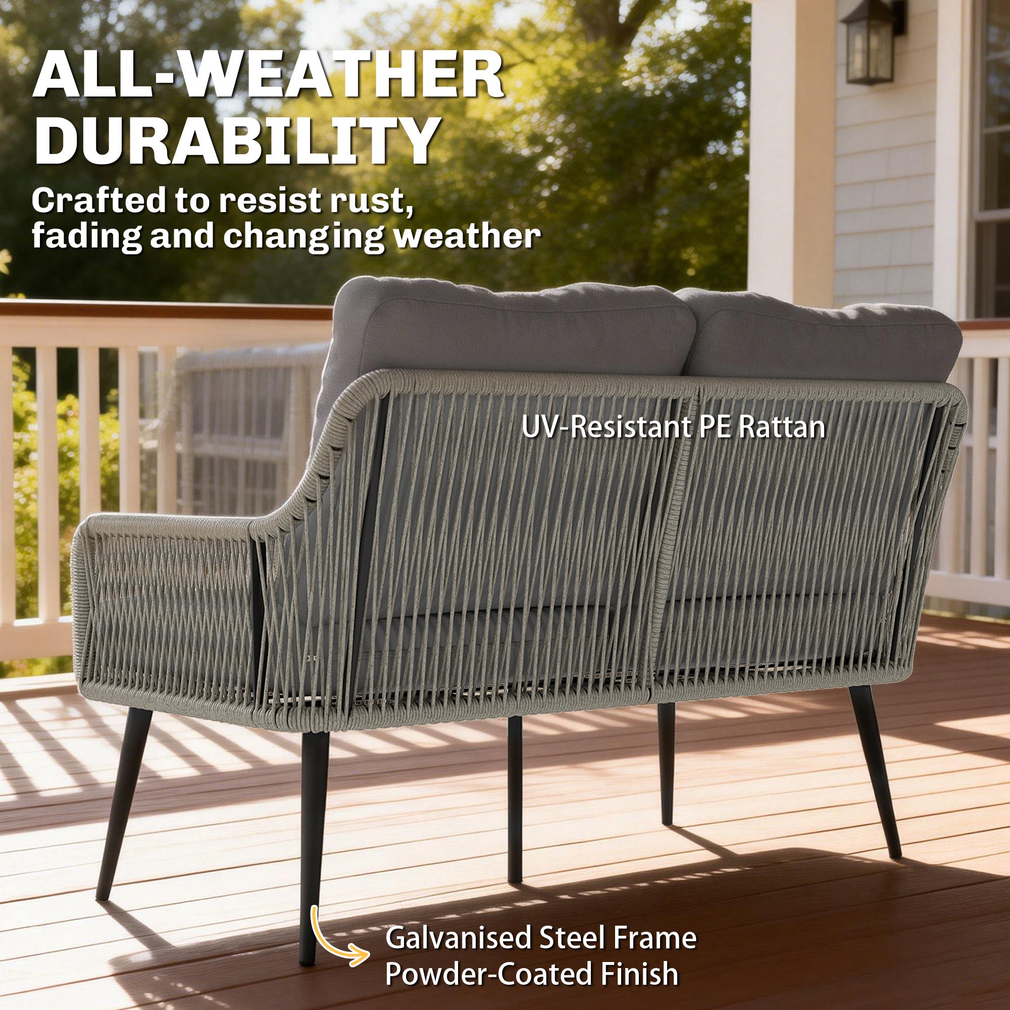 Outsunny Rattan Garden Furniture Set, 4 Piece Outdoor Patio Furniture with Tempered Glass Table and Chairs, Indoor Balcony Conservatory Set 