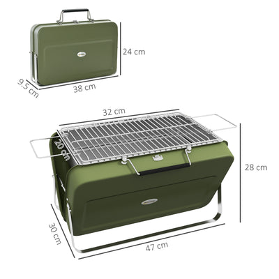 Outsunny Metal Suitable-Style Portable BBQ Grill - Green 