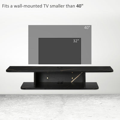 HOMCOM Floating TV Unit Stand for TVs up to 40", Wall Mounted Media Console with Storage Shelf, Entertainment Center, Black 