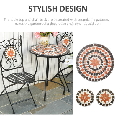 Outsunny Three-Piece Mosaic Bistro Table Set - Multicoloured 