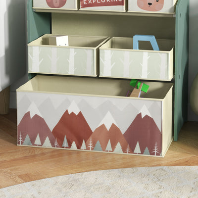 ZONEKIZ Kids Storage Unit, Toy Storage Organiser, with Six Fabric Bins, for Bedrooms, Playrooms, Nurseries - Green 