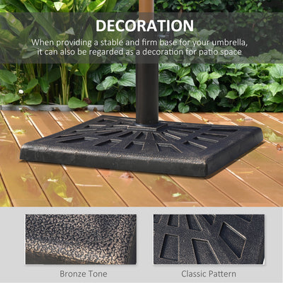 Outsunny 15kg Resin Durable Patterned Colophony Garden Patio Square Umbrella Stand Base Stand Bronze 