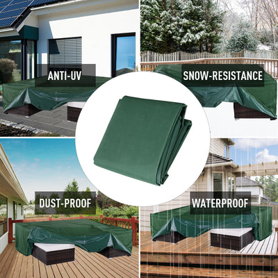 Outsunny 600D Oxford Patio Set Cover Outdoor Garden Rattan Furniture Protection Cover Protector Waterproof Anti-UV, Green, 210 x 140 x 80cm 