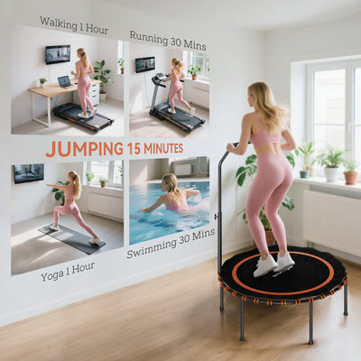 SPORTNOW 40" Foldable Fitness Trampoline Rebounder with Handle, Orange 