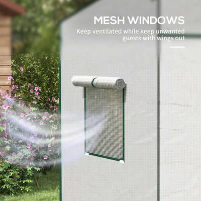 Outsunny PE Cover Walk-in Outdoor Greenhouse, White 