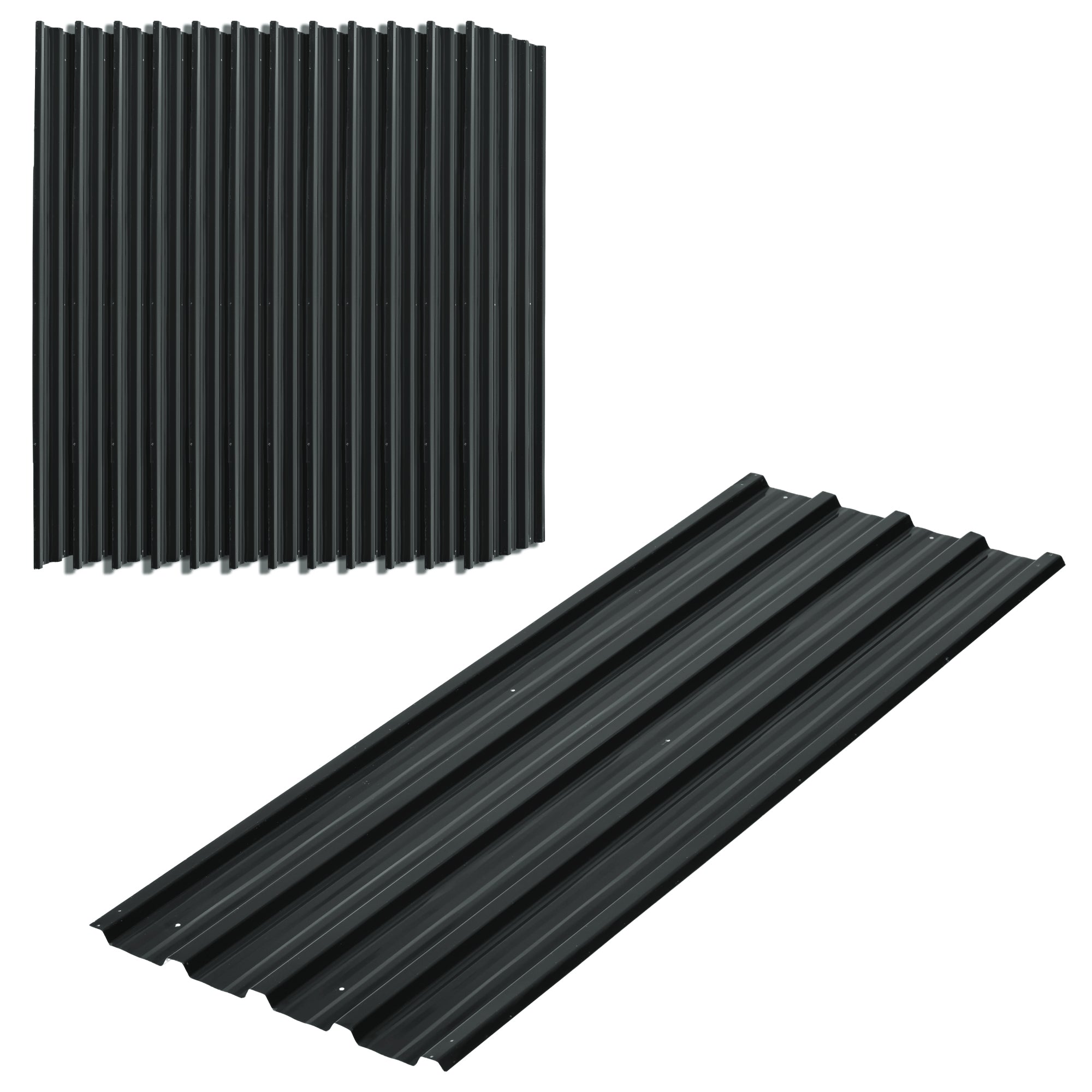 Outsunny Set of 12 Corrugated Steel Roof Sheet Panels - Dark Grey 