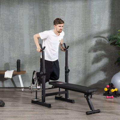 HOMCOM Adjustable Weight Bench Foldable Bench Press, with Barbell Rack, Black 